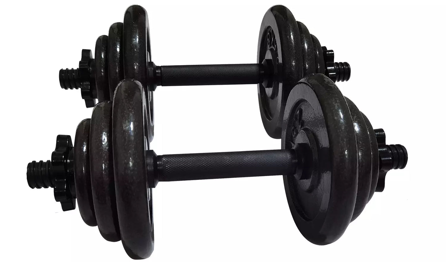 Opti 50KG Cast Iron Barbell Dumbbell Set